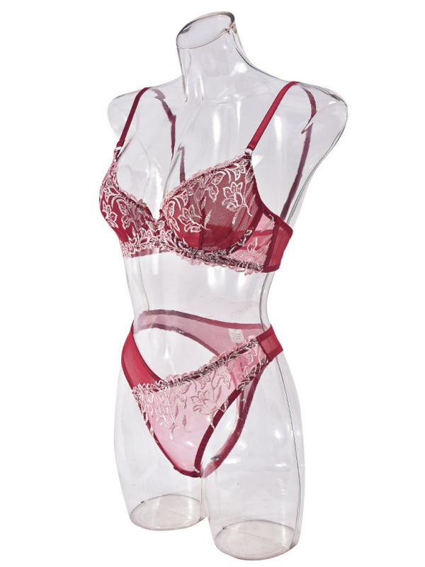 Lingerie - Floral Lace Push-Up Lingerie Set for Romantic Celebrations