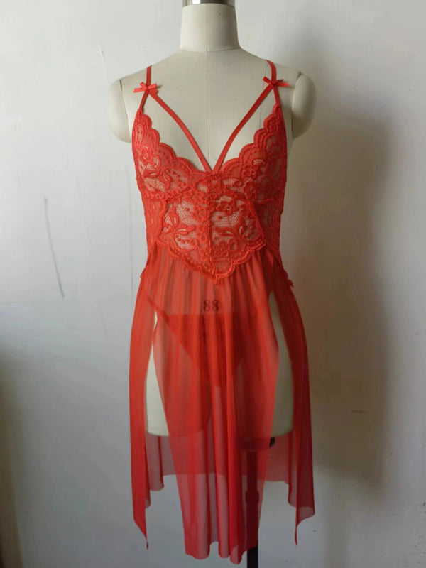 Lingerie - Lace Chemise & T-String Thong for Intimate Evenings