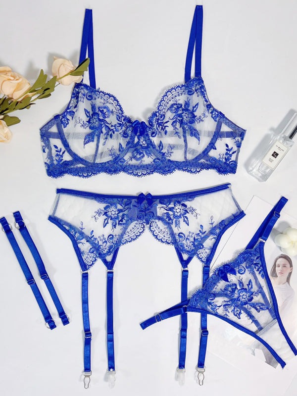 Lingerie - Royal Blue Sensual Lingerie Set for Romantic Evenings