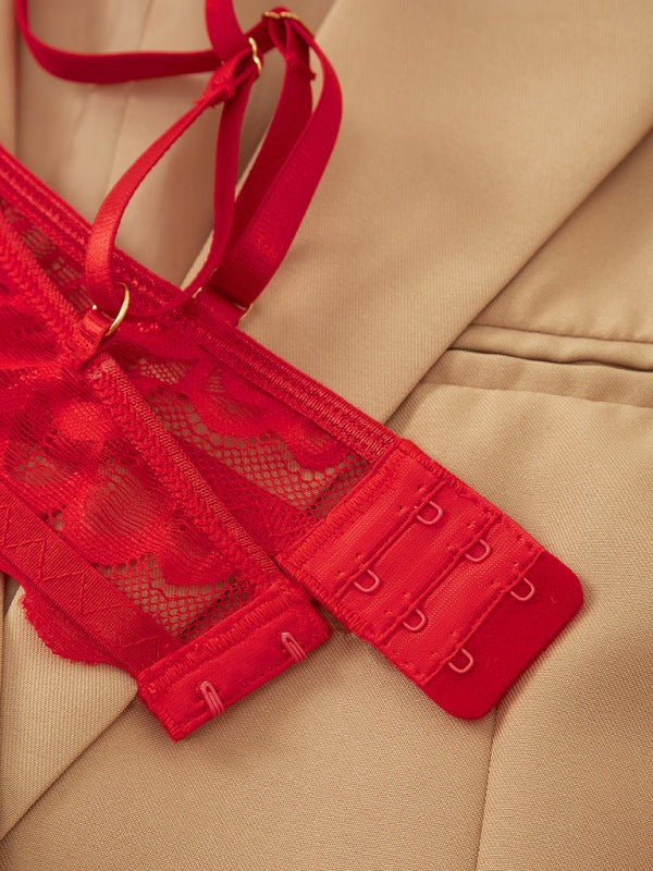 Lingerie - Sensual Red Lace Lingerie Set for Romantic Celebrations