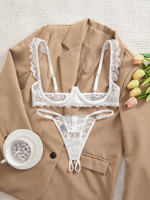 Lingerie - Sensual Red Lace Lingerie Set for Romantic Celebrations