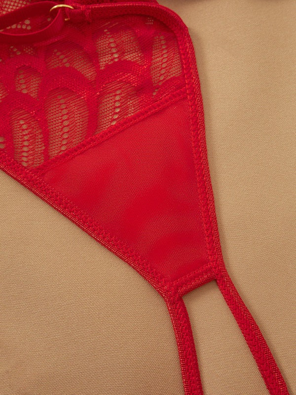 Lingerie - Sensual Red Lace Lingerie Set for Romantic Celebrations