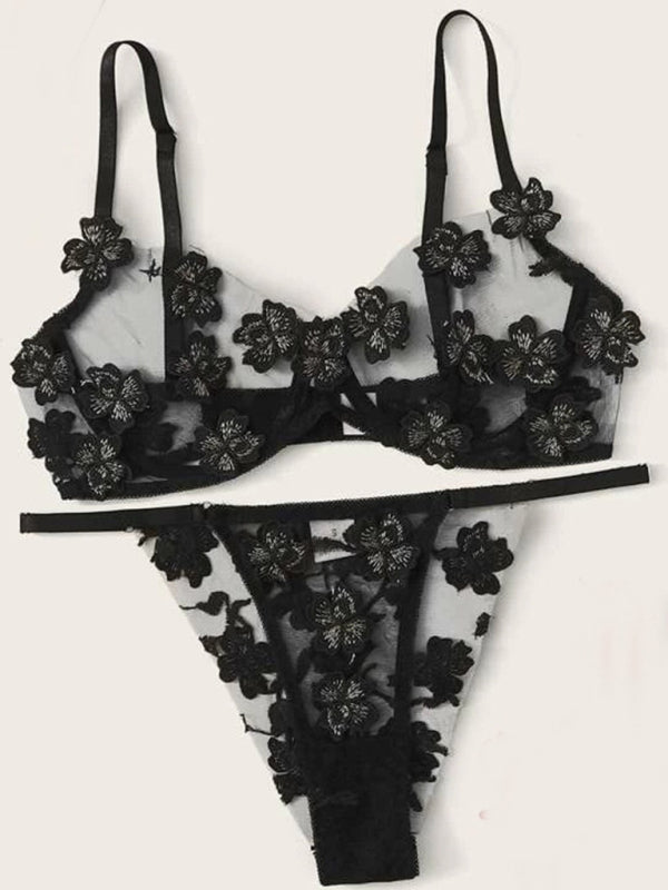 Lingeries - Floral Lace Intimate Lingerie Set for Special Evenings
