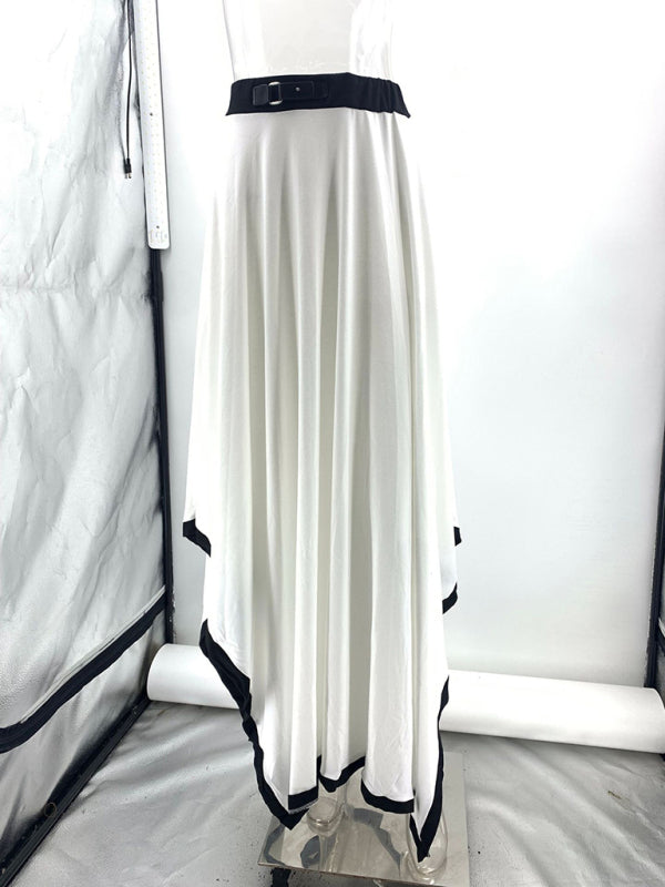Matching Sets - Long-Sleeve Top and Maxi Skirt Set with Contrast Piping