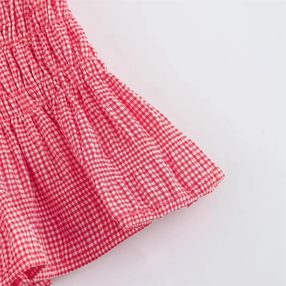 Matching Sets - Women's Frill Smocked Matching Set Cami and Mini Skirt