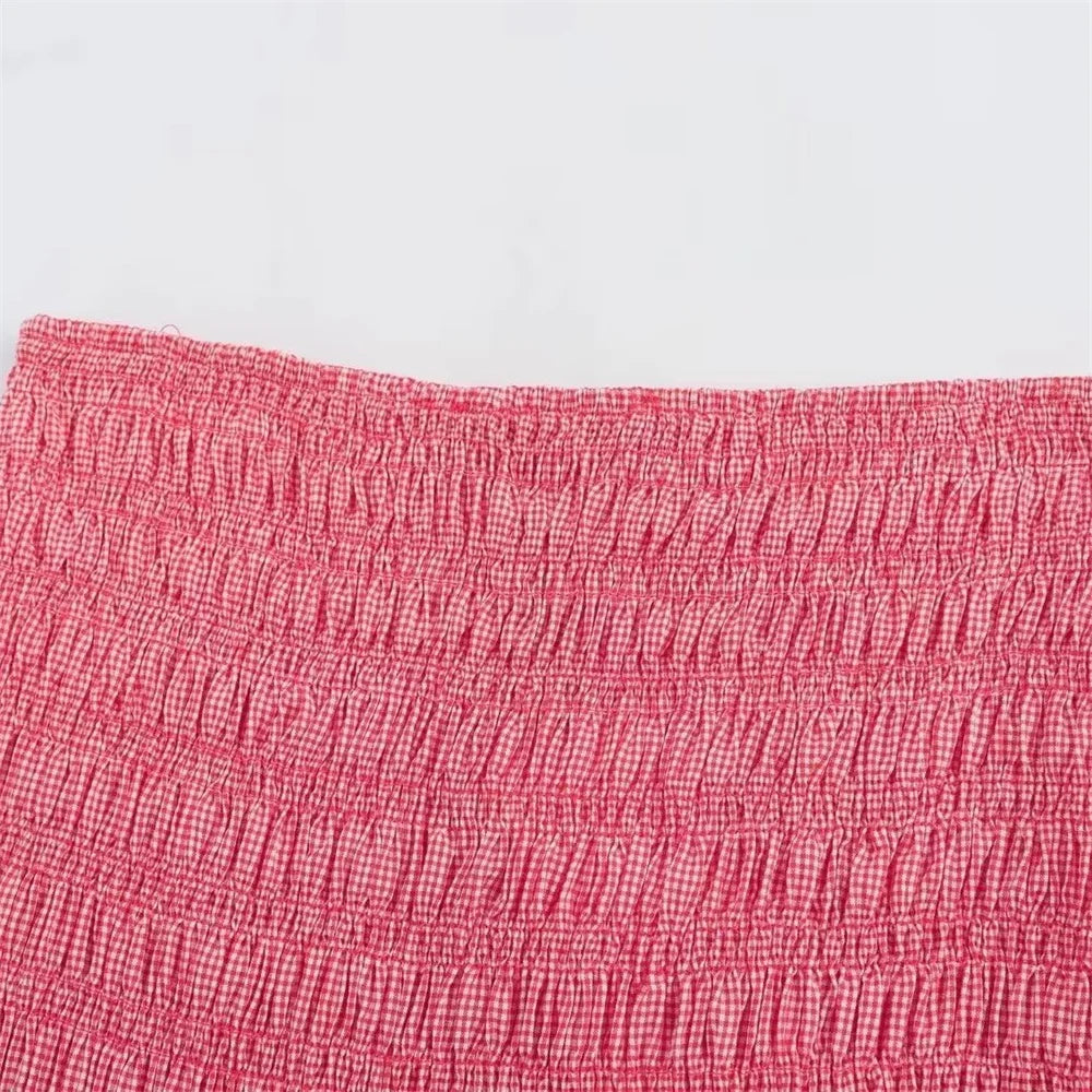 Matching Sets - Women's Frill Smocked Matching Set Cami and Mini Skirt