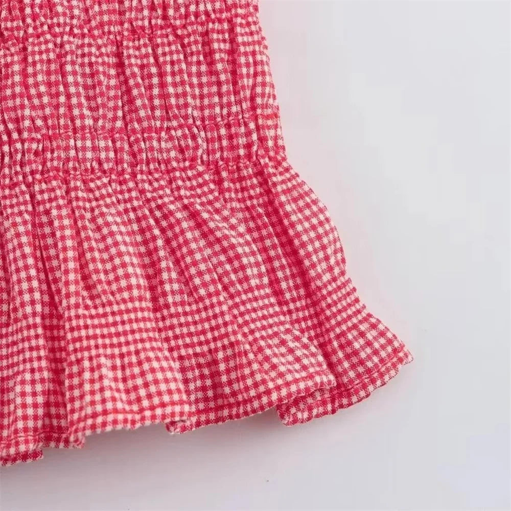 Matching Sets - Women's Frill Smocked Matching Set Cami and Mini Skirt