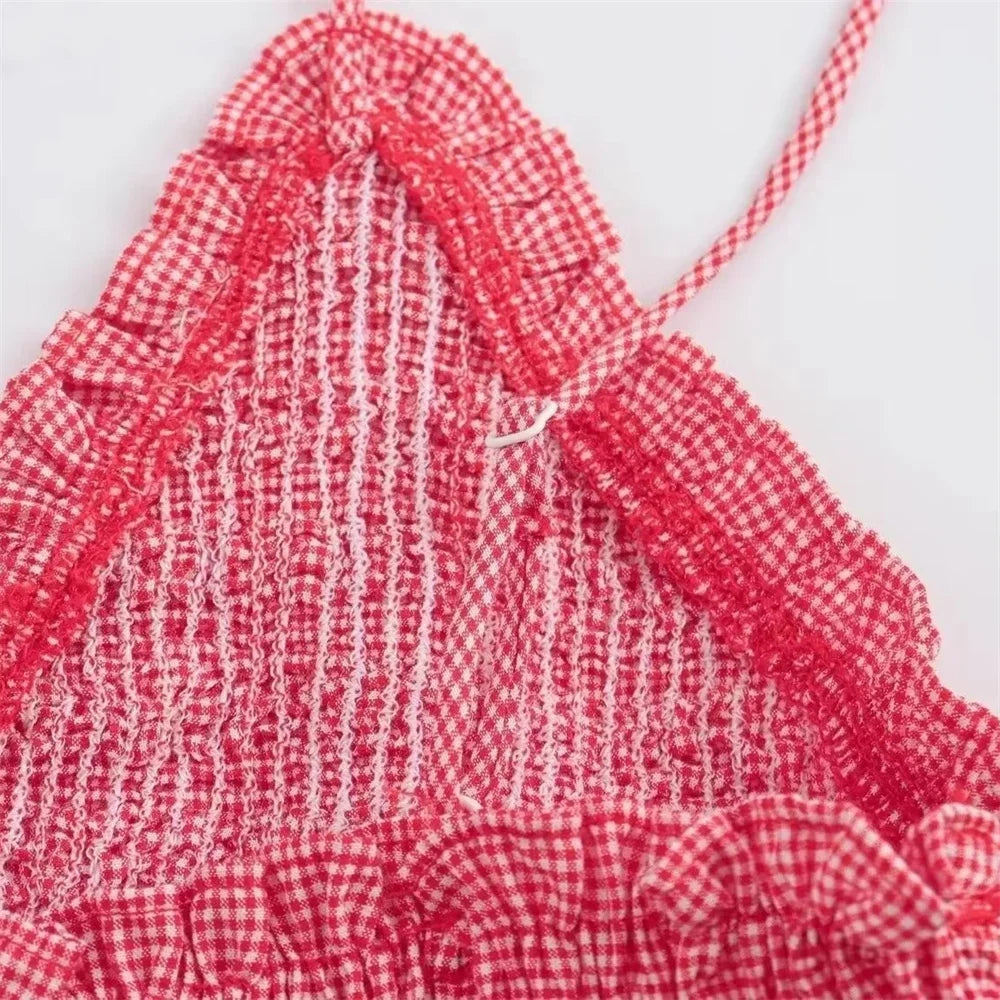 Matching Sets - Women's Frill Smocked Matching Set Cami and Mini Skirt