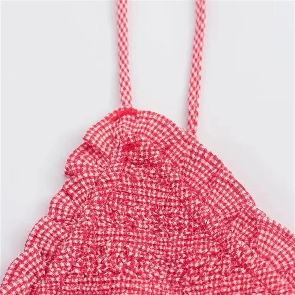 Matching Sets - Women's Frill Smocked Matching Set Cami and Mini Skirt