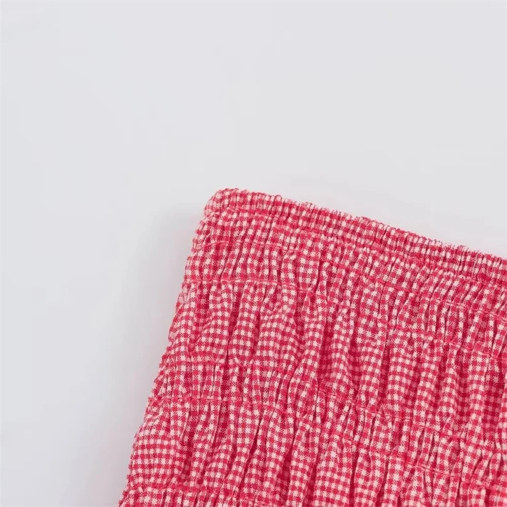 Matching Sets - Women's Frill Smocked Matching Set Cami and Mini Skirt