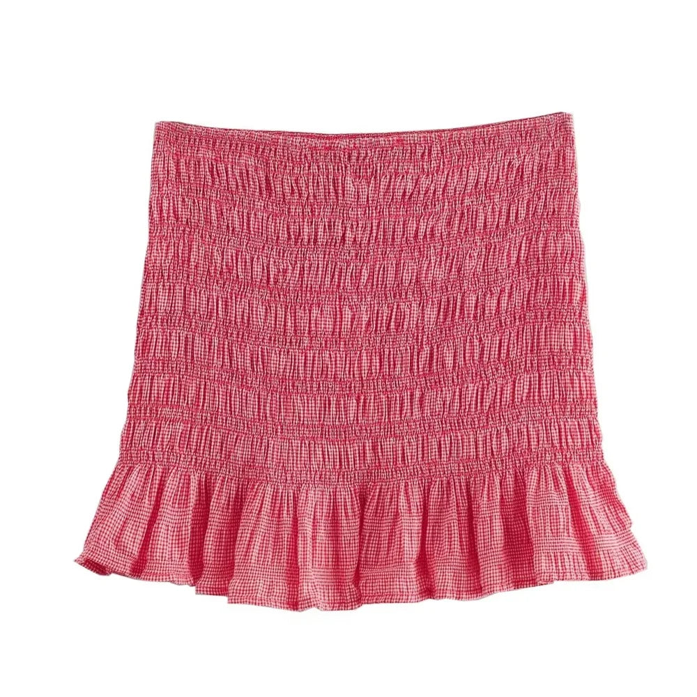 Matching Sets - Women's Frill Smocked Matching Set Cami and Mini Skirt