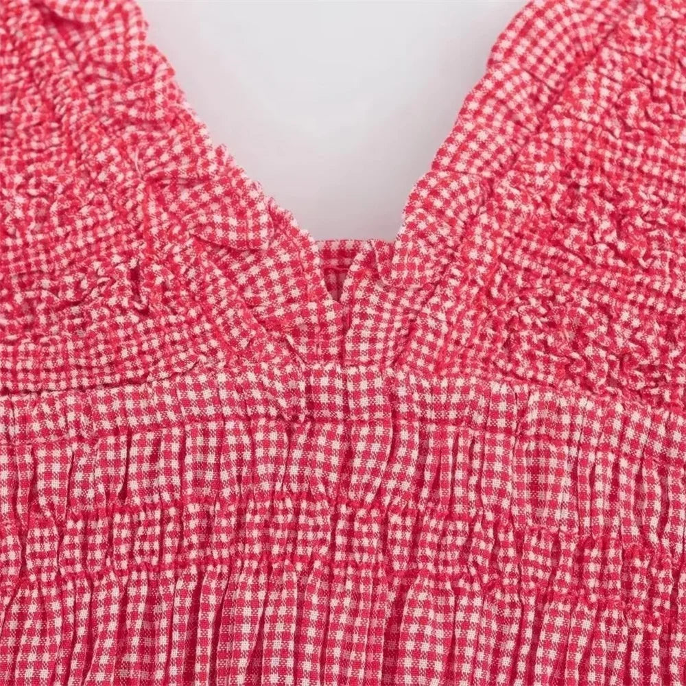 Matching Sets - Women's Frill Smocked Matching Set Cami and Mini Skirt