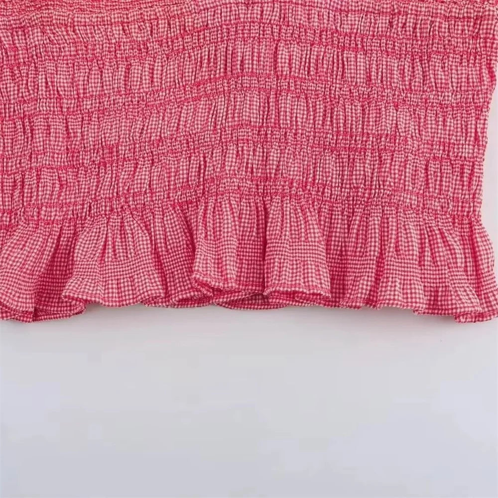 Matching Sets - Women's Frill Smocked Matching Set Cami and Mini Skirt