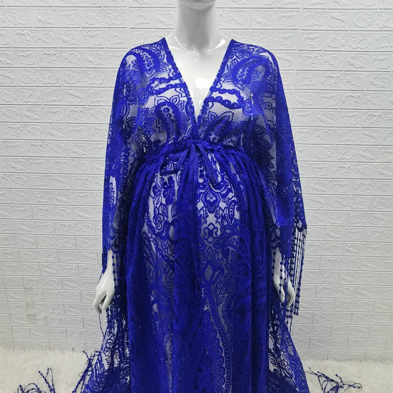 Maternity Dresses- Maternity Sweep Train Lace Dress for Unforgettable Moments- - Chuzko Women Clothing