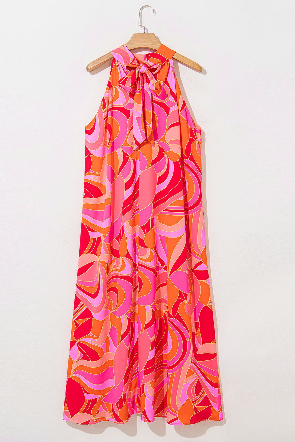 Maxi Dresses - Vibrant Rose Abstract Print Maxi Dress for Summer