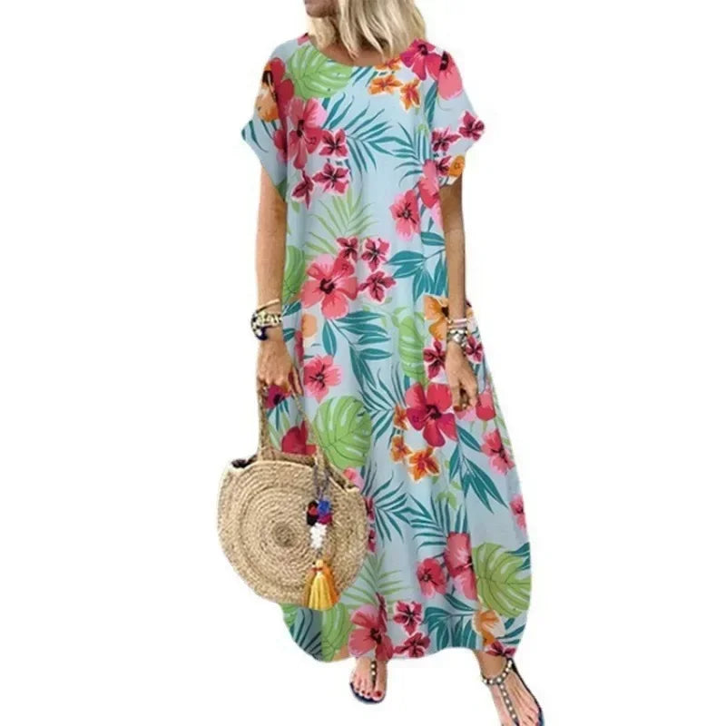 Maxi Dresses- Natural Flowy A-Line Dress for Summer- - Pekosa Women Fashion