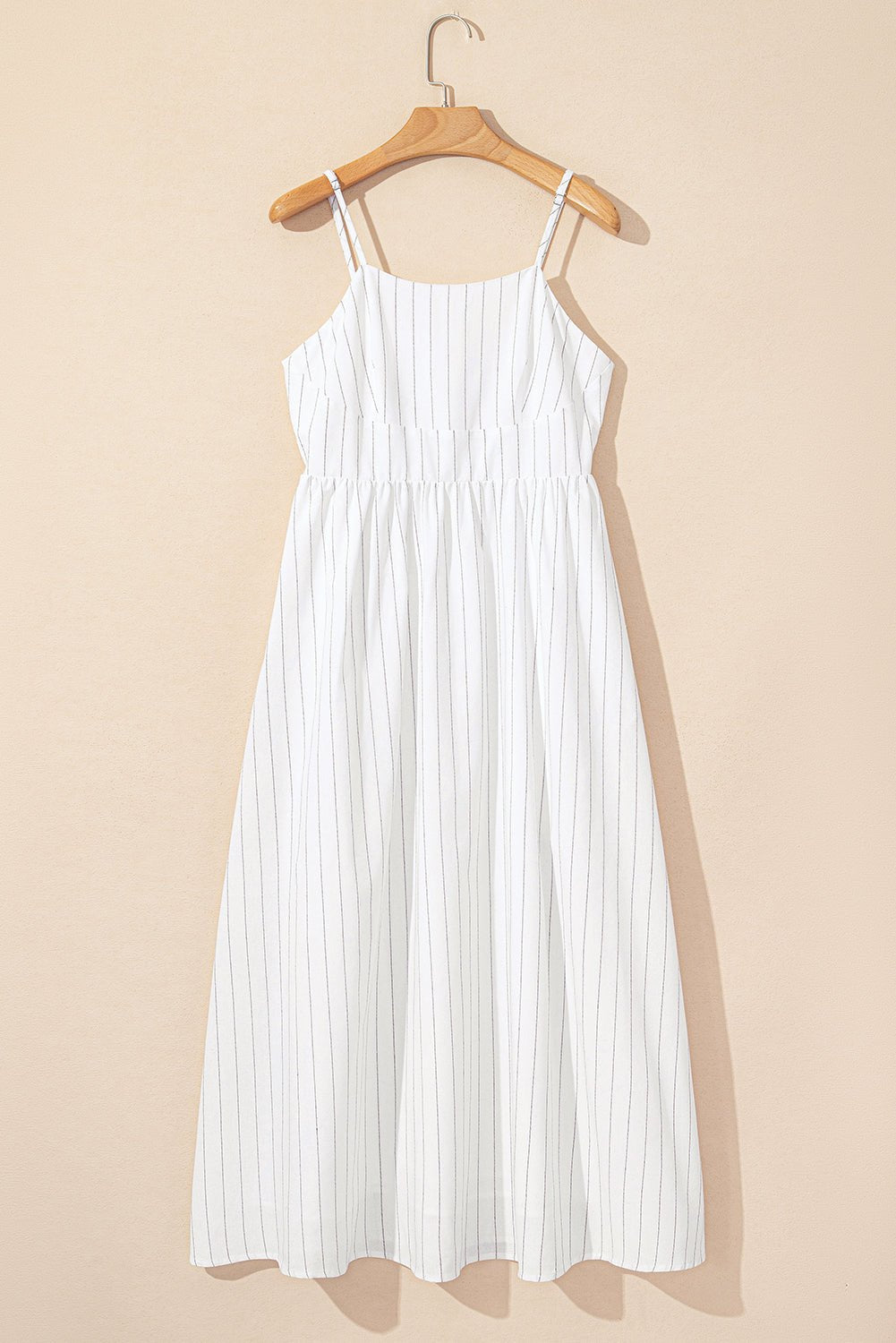 Maxi Dresses - Casual Summer Striped Midi Dress with Pockets