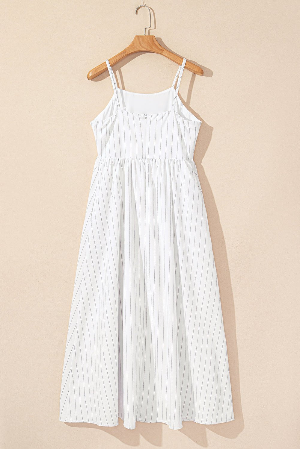 Maxi Dresses - Casual Summer Striped Midi Dress with Pockets