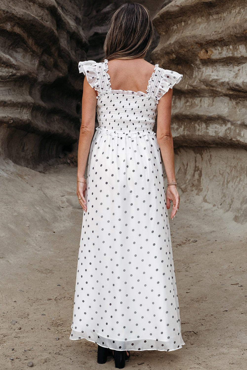 Maxi Dresses - Casual Summer Polka Dot Maxi Dress