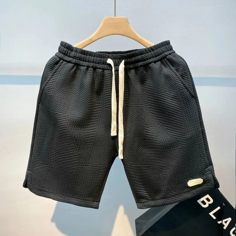 Men Shorts- Textured Men's Summer Shorts for Sporty Looks- - Pekosa Women Fashion