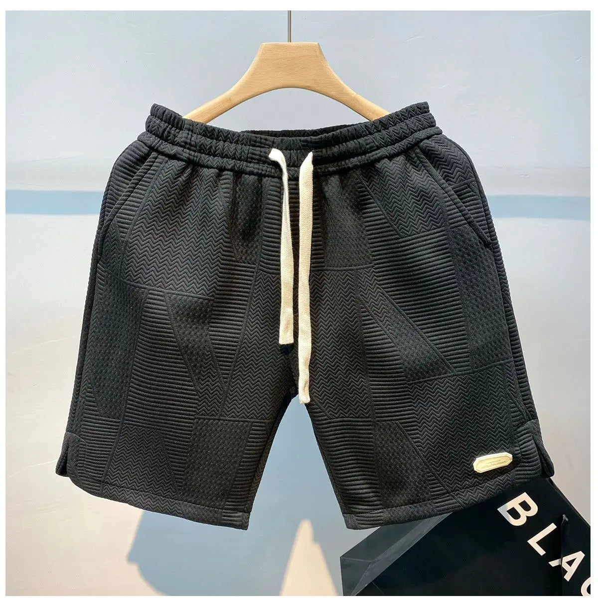 Men Shorts- Textured Men's Summer Shorts for Sporty Looks- - Pekosa Women Fashion