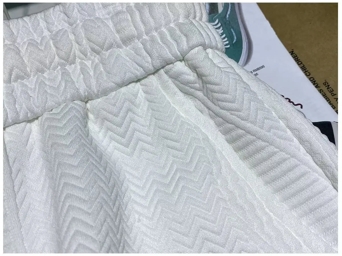 Men Shorts- Textured Men's Summer Shorts for Sporty Looks- - Pekosa Women Fashion