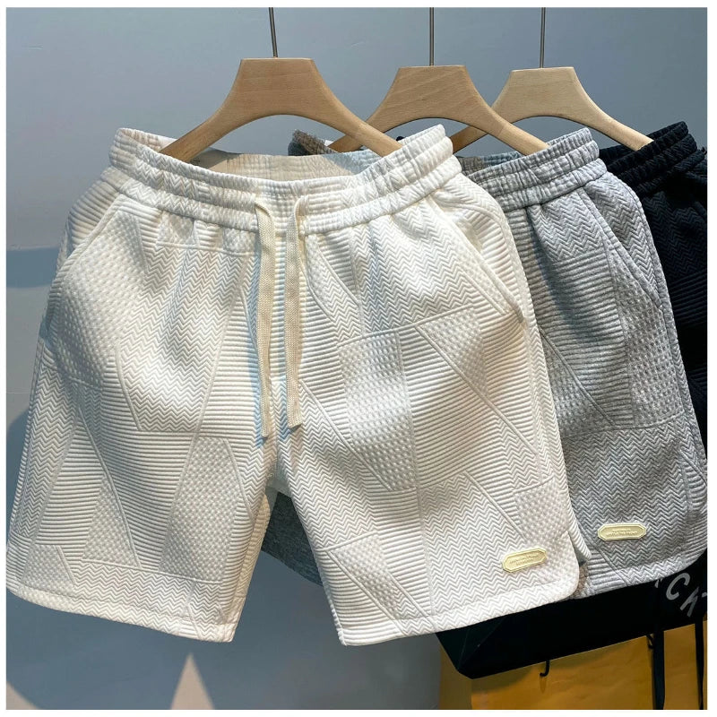 Men Shorts- Textured Men's Summer Shorts for Sporty Looks- - Pekosa Women Fashion