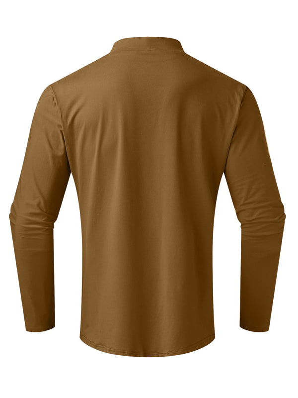 Men Tees - Mustard Men's Long Sleeve Turtleneck T-Shirts