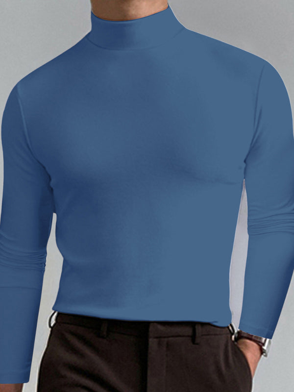 Men Tees - Mustard Men's Long Sleeve Turtleneck T-Shirts