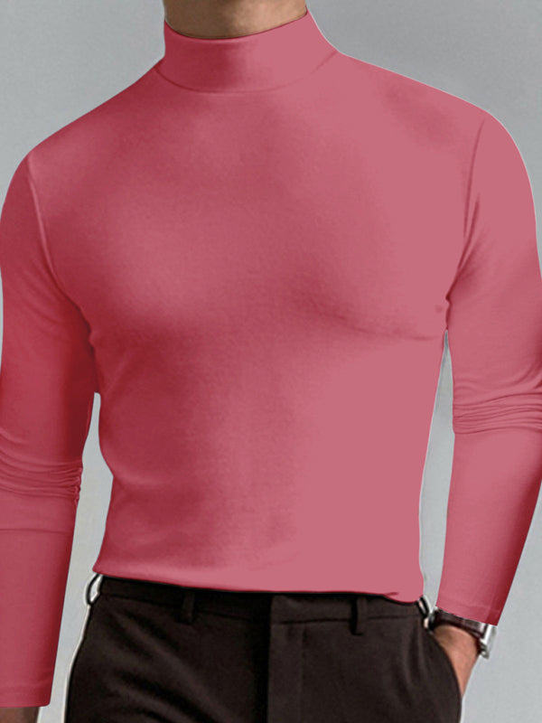 Men Tees - Mustard Men's Long Sleeve Turtleneck T-Shirts