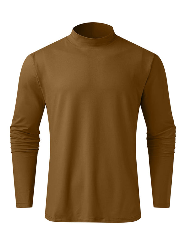 Men Tees - Mustard Men's Long Sleeve Turtleneck T-Shirts