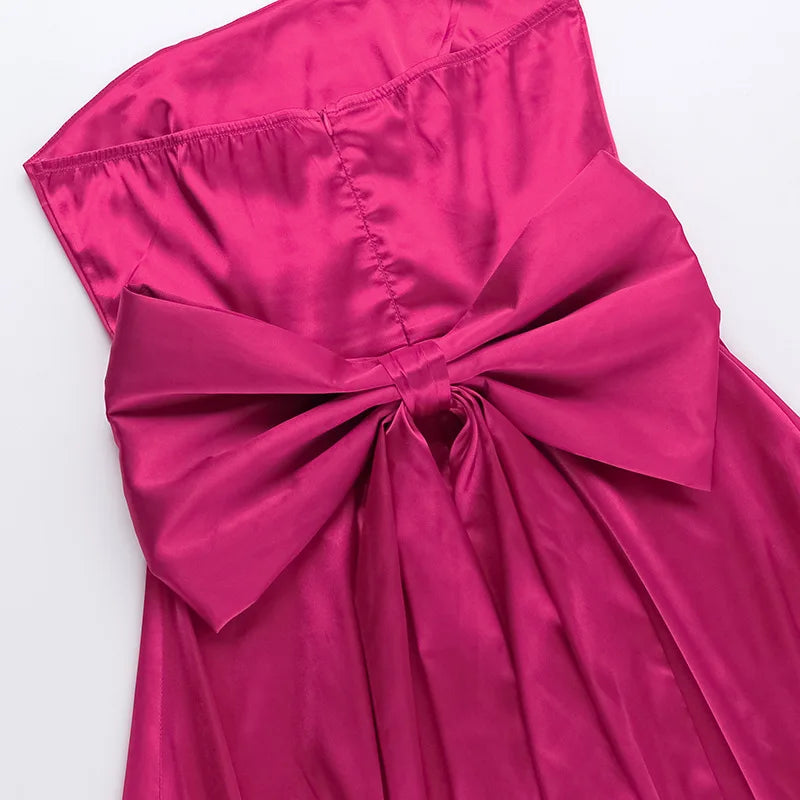 Mini Dresses- Silk Dress with Bow Back for Wedding Receptions- - Pekosa Women Fashion