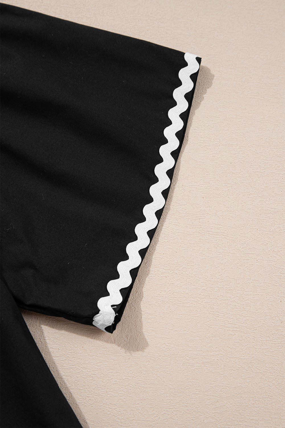 Mini Dresses - Black Summer Dress with Ricrac Trim