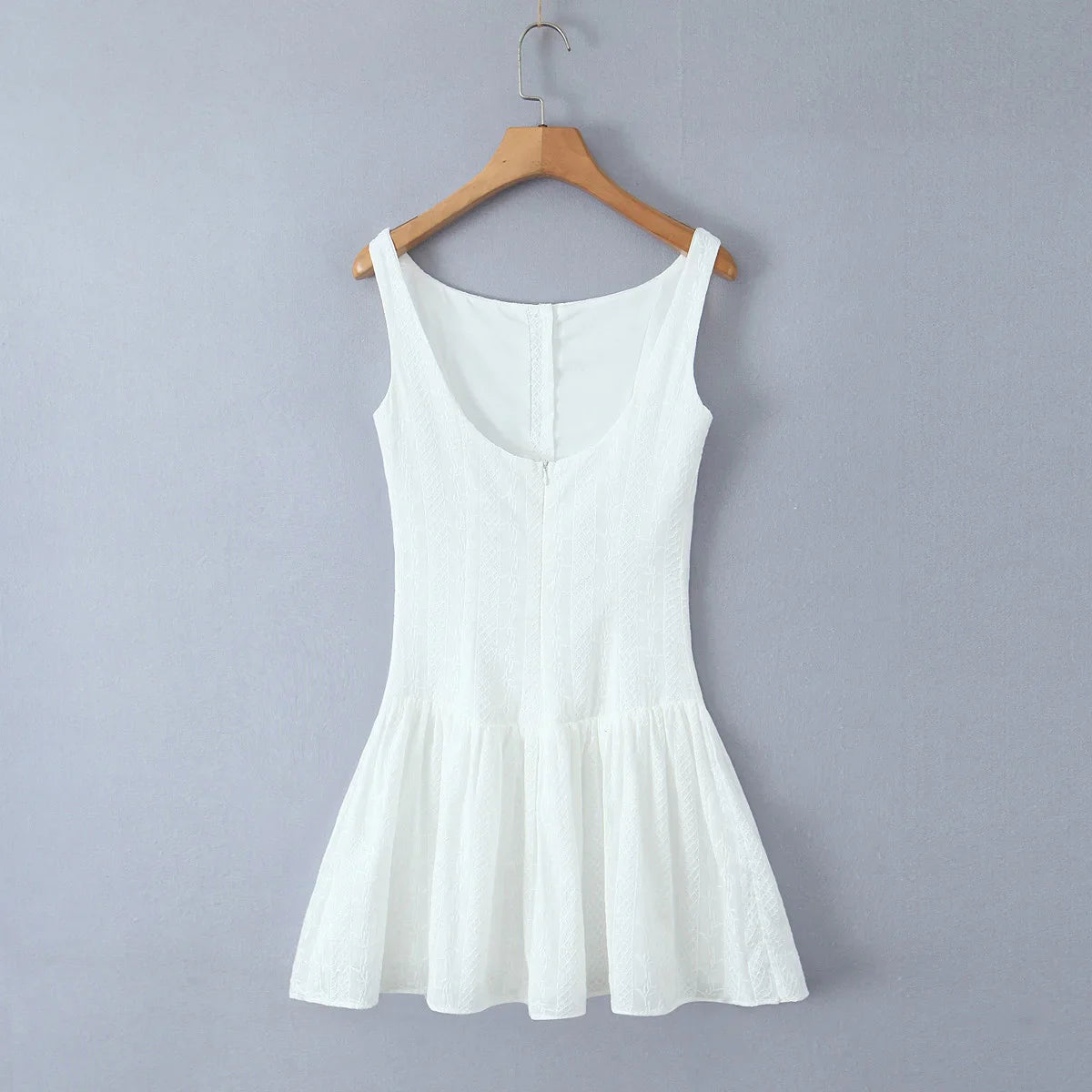 Mini Dresses- Cocktail Hour Embroidered Women's Textured Drop-Waist Dress for Summer- - Pekosa Women Fashion