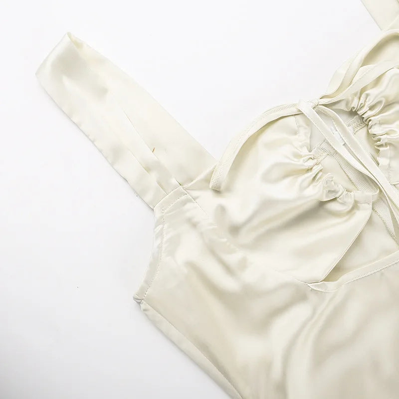 Mini Dresses- Cocktail Elegant Cream A-Line Mini Dress- - Pekosa Women Fashion