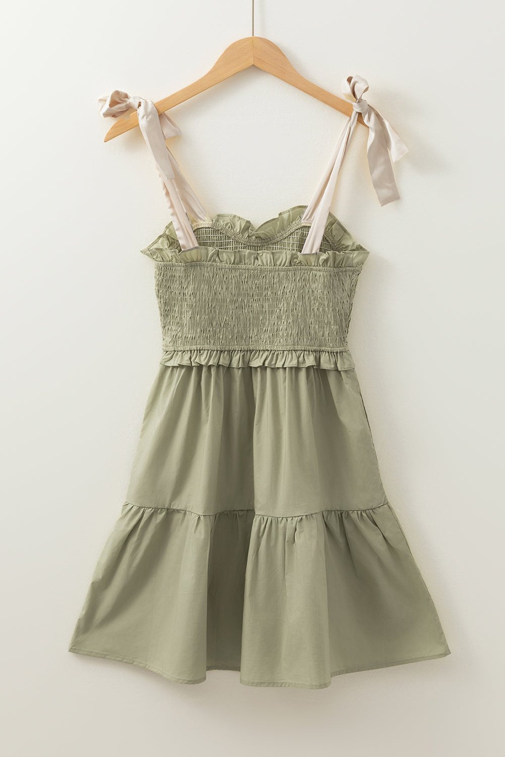 Mini Dresses - Casual Smocked Summer Dress with Ruffle Accents