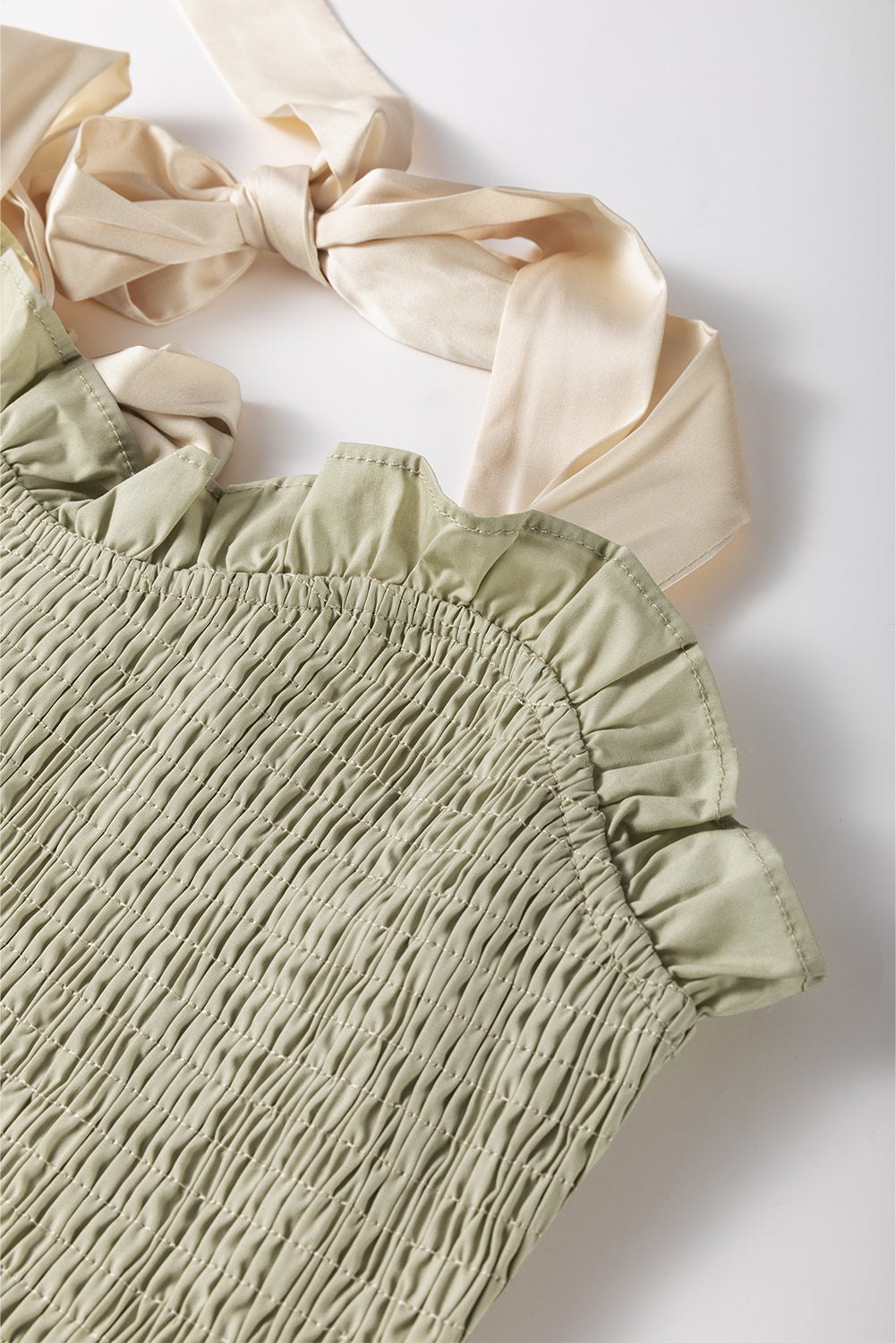 Mini Dresses - Casual Smocked Summer Dress with Ruffle Accents