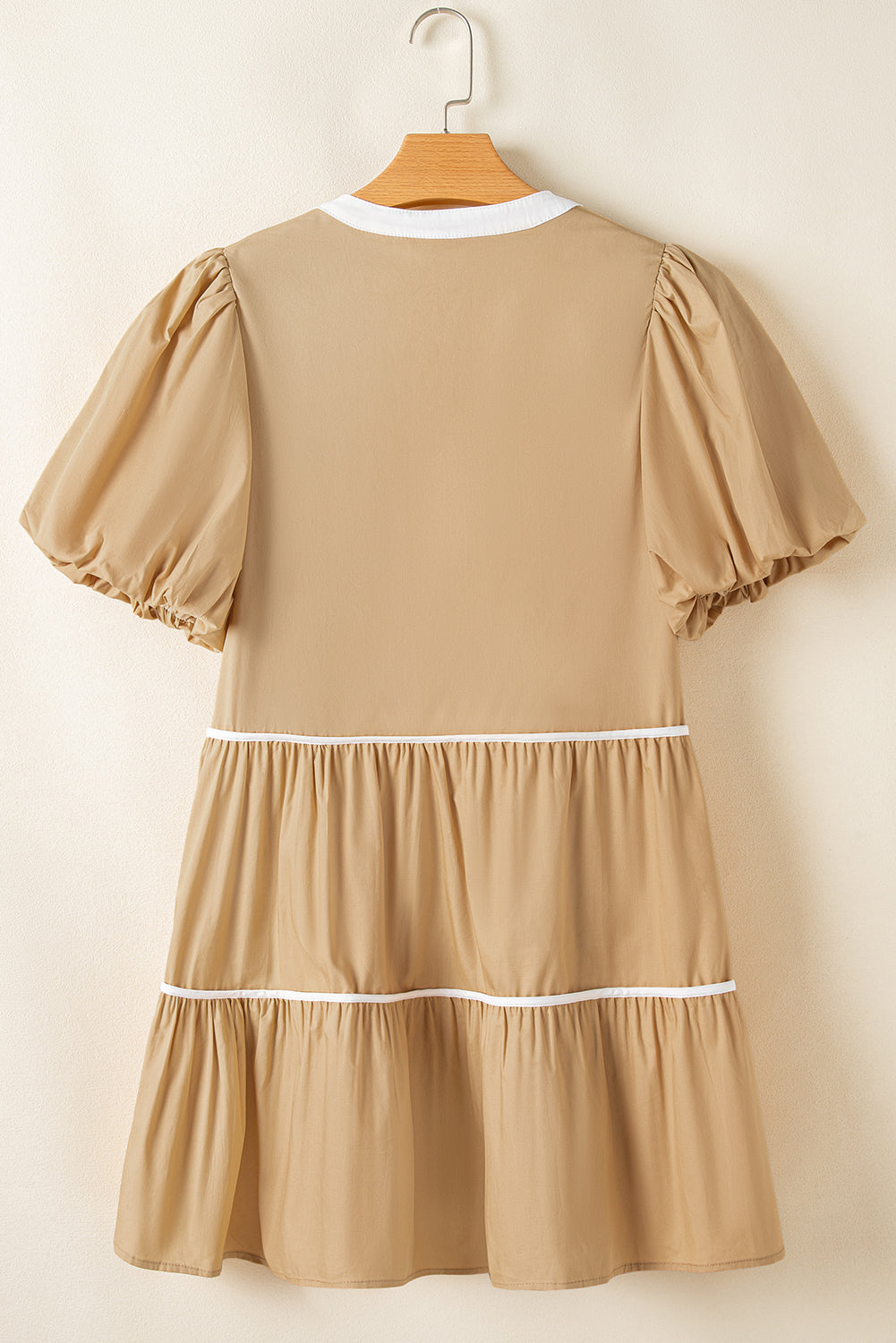 Mini Dresses - Casual Cotton Dress with Tie-up Front