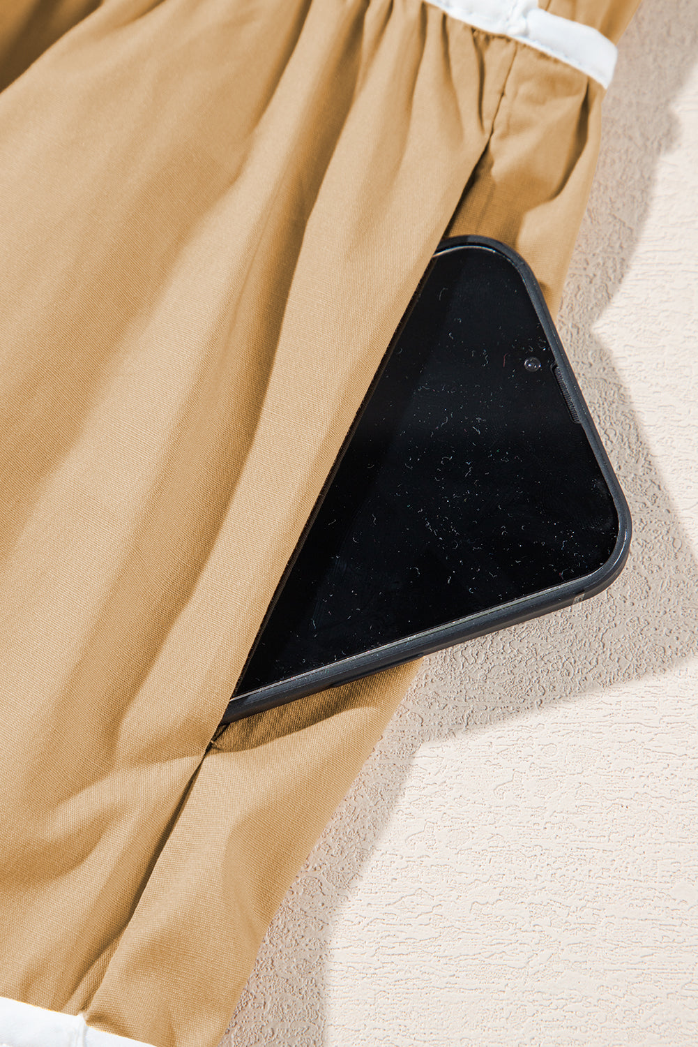 Mini Dresses - Casual Cotton Dress with Tie-up Front