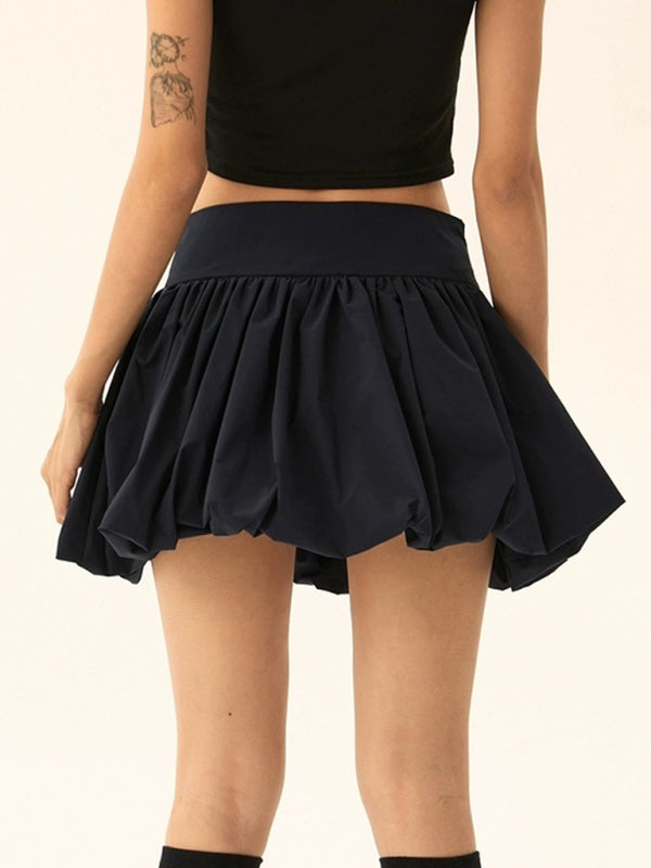 Mini Skirts - Flared Pleated Mini Skirt