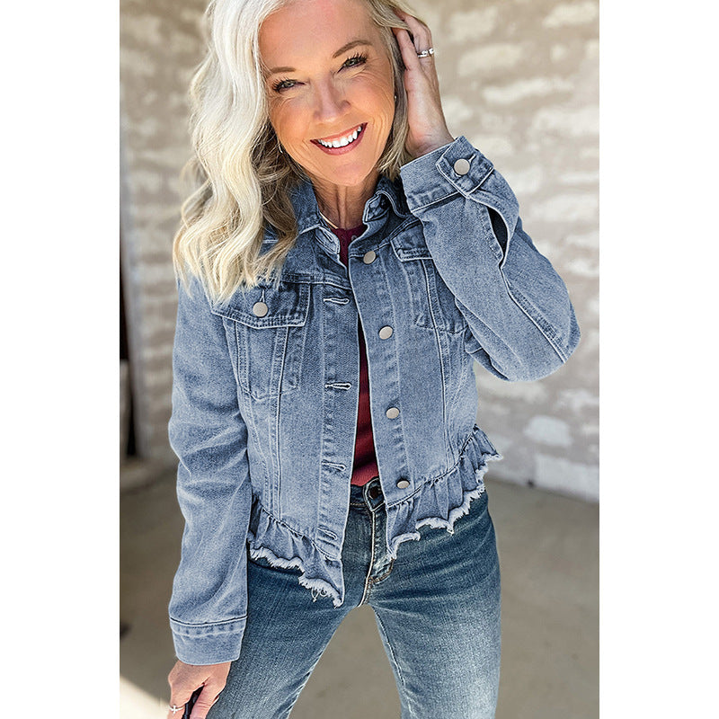 Denim Jackets - Solid Color Single Row Multi-buckle Jacket