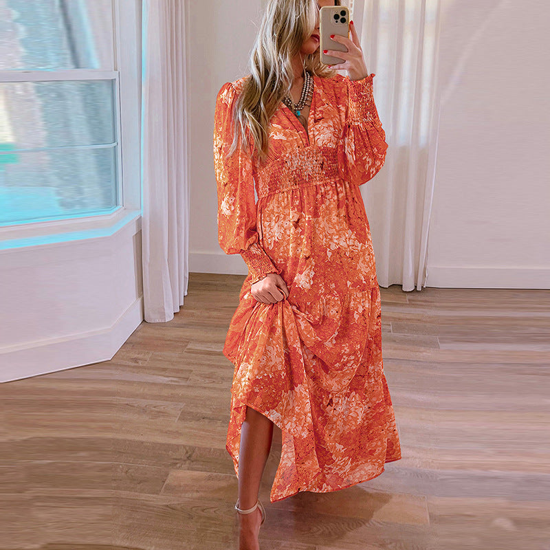A-Line Dresses - European And American Fashion & Trend Multi-color Printed Dress