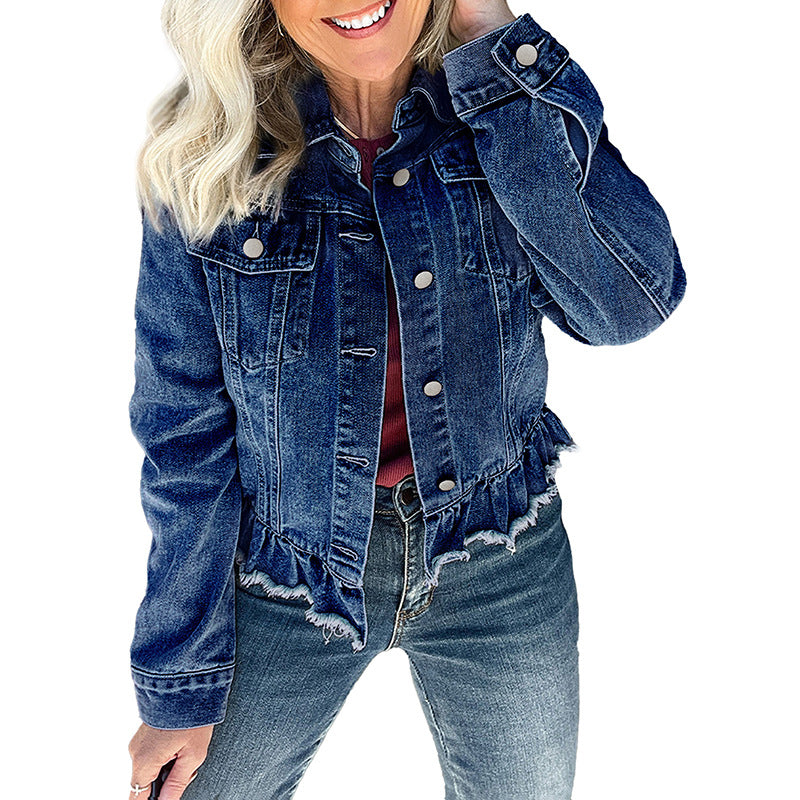 Denim Jackets - Solid Color Single Row Multi-buckle Jacket