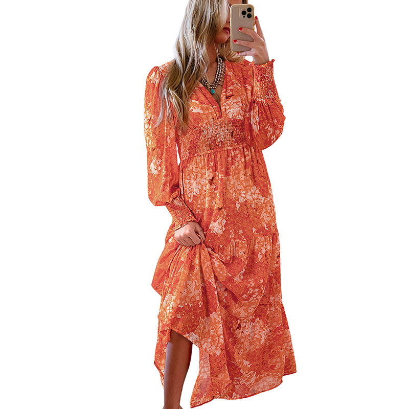 A-Line Dresses - European And American Fashion & Trend Multi-color Printed Dress
