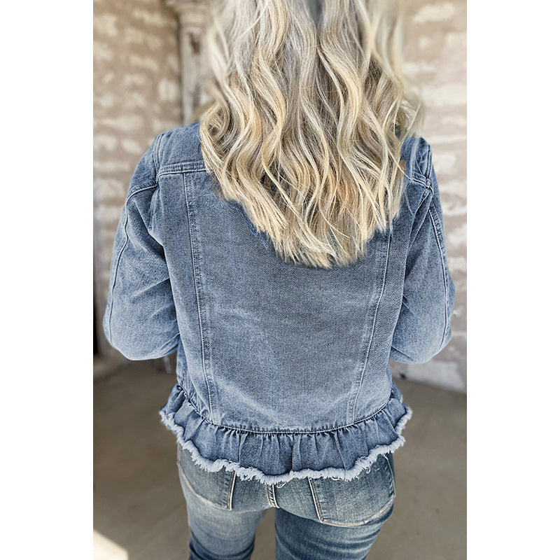 Denim Jackets - Solid Color Single Row Multi-buckle Jacket