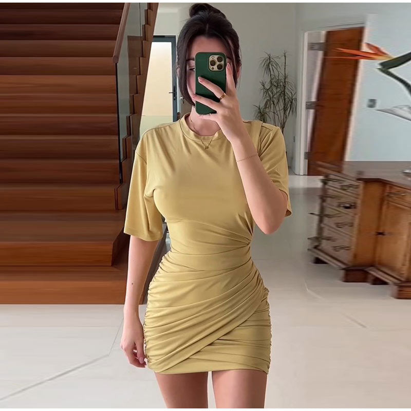 Casual Dresses - Knitted Slim Fit Slimming Women T-shirt Skirt