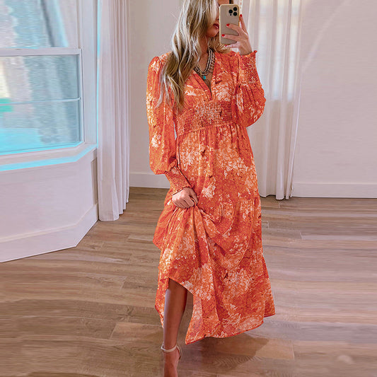 A-Line Dresses - European And American Fashion & Trend Multi-color Printed Dress