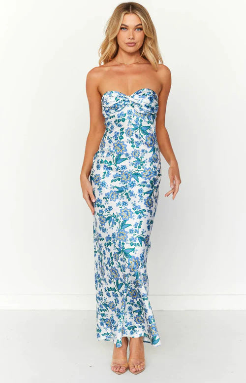 Party Dresses - Tube Top Printed Backless Dress INS Women's Slim Fit Women's Clothing