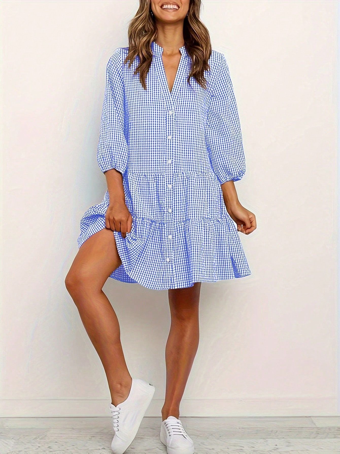 Casual Dresses - Fashion Simple Loose Plaid Dress Women