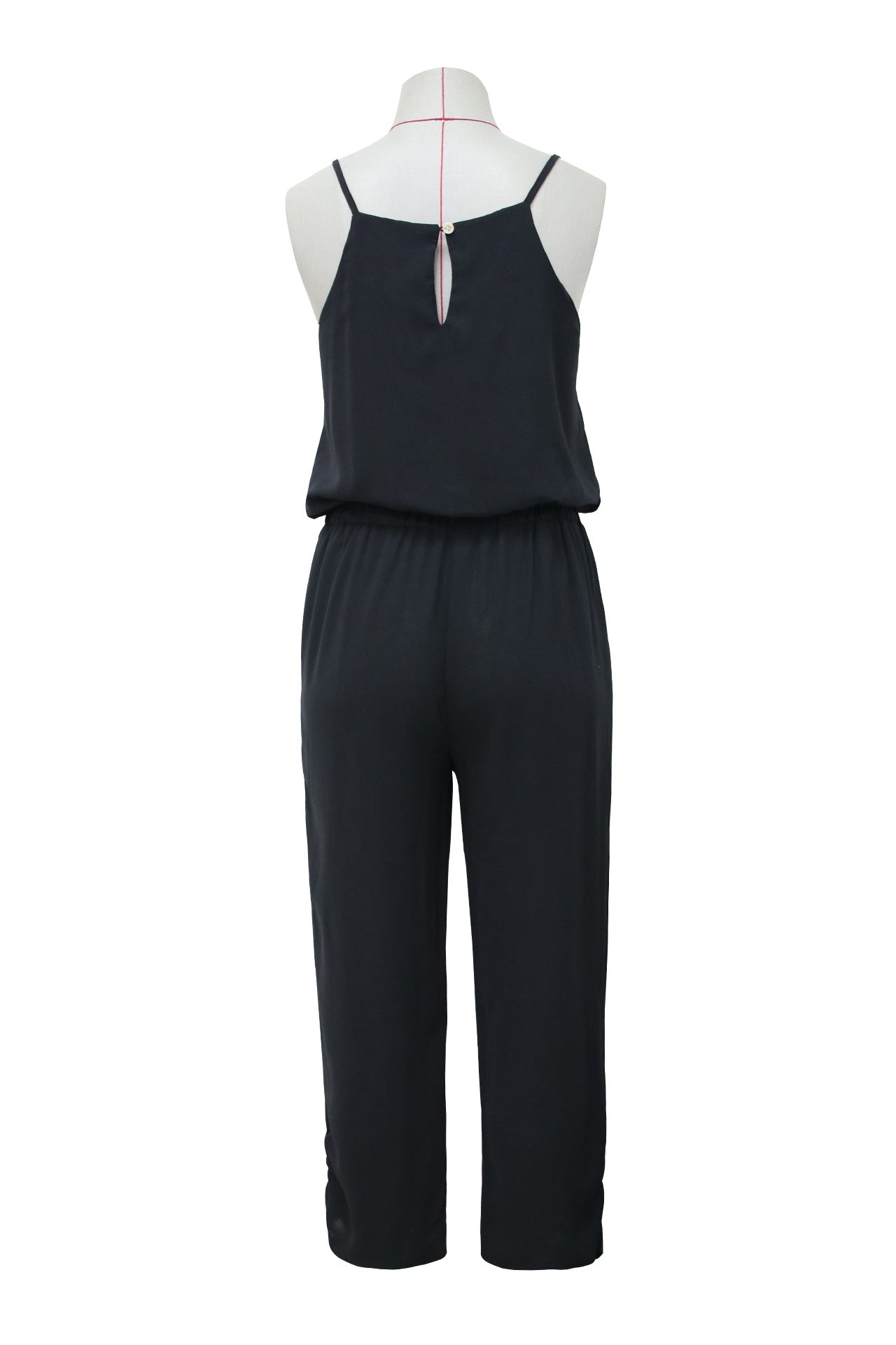 V-neck Brace Pleating Backless With Pockets Casual Jumpsuit